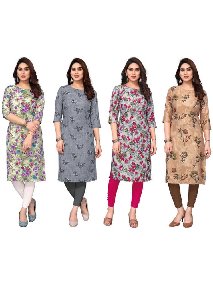 KETAKI FASHION Crepe Printed Straight Women's Kurti - Multicolor8 ( Pack of 4 ) - Kurtis, Tunics | Buy online on ZillyBuy