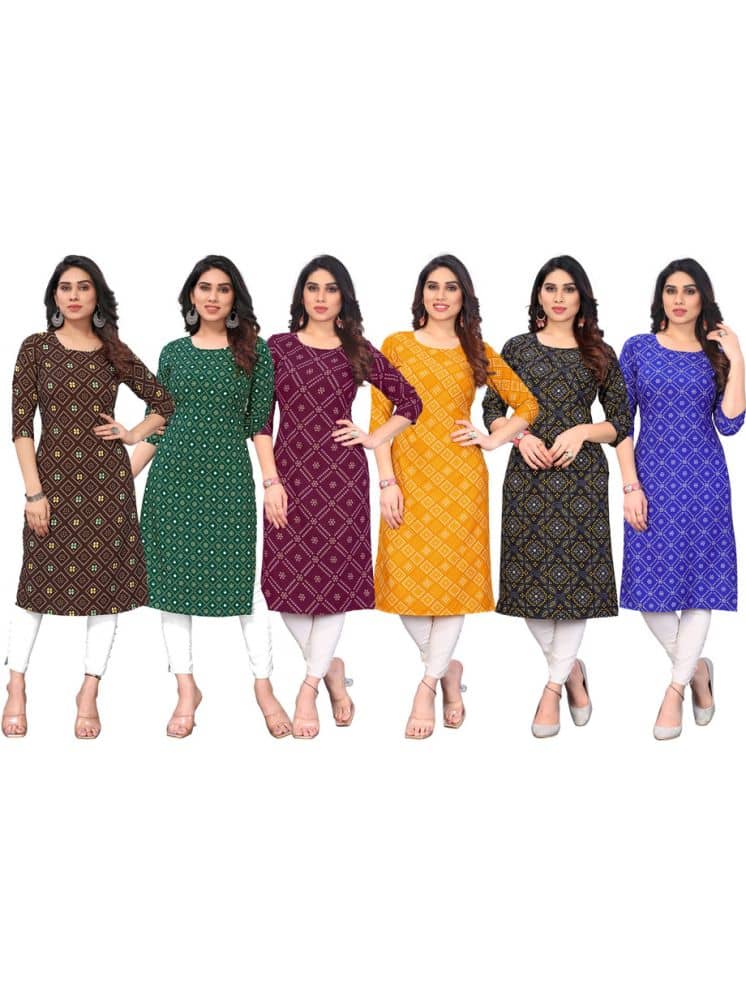 KETAKI FASHION Crepe Printed Straight Women's Kurti - Multicolor6 ( Pack of 6 ) - Kurtis, Tunics | Buy online on ZillyBuy
