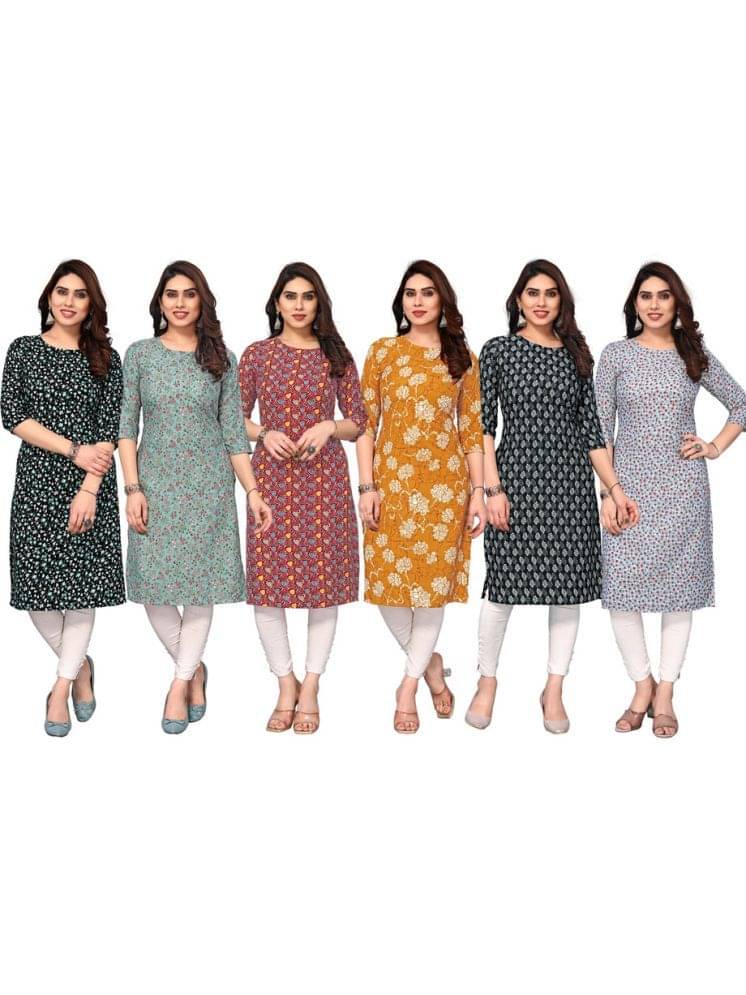 KETAKI FASHION Crepe Printed Straight Women's Kurti - Multicolor5 ( Pack of 6 ) KETAKI FASHION Crepe Printed Straight Women's Kurti - Multicolor5 ( Pack of 6 )