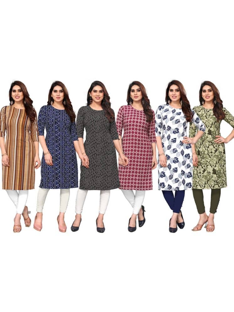 KETAKI FASHION Crepe Printed Straight Women's Kurti - Multicolor6 ( Pack of 6 ) - Kurtis, Tunics | Buy online on ZillyBuy