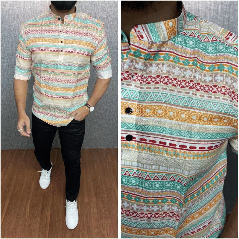 BOUGHT FIRST Peach Cotton Blend Men's Shirt Style Kurta ( Pack of 1 ) BOUGHT FIRST Peach Cotton Blend Men's Shirt Style Kurta ( Pack of 1 )