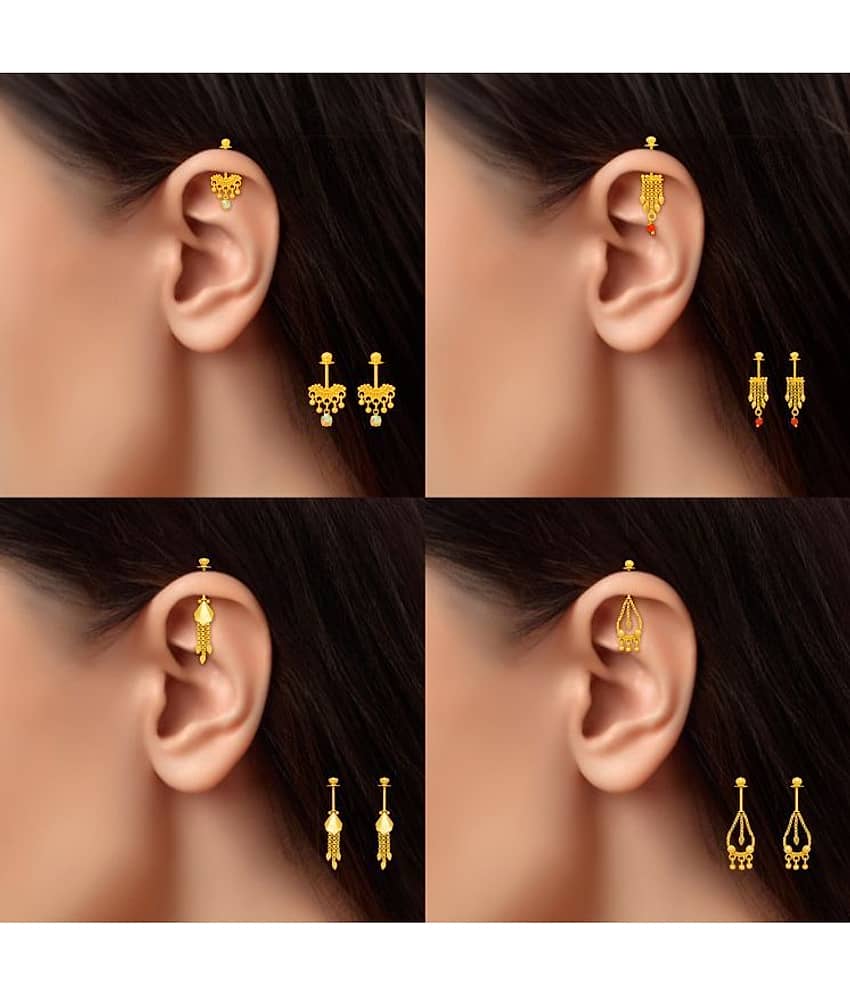 Drashti Collection Golden EarCuff Earrings ( Pack of 4 ) - Earrings | Buy online on ZillyBuy