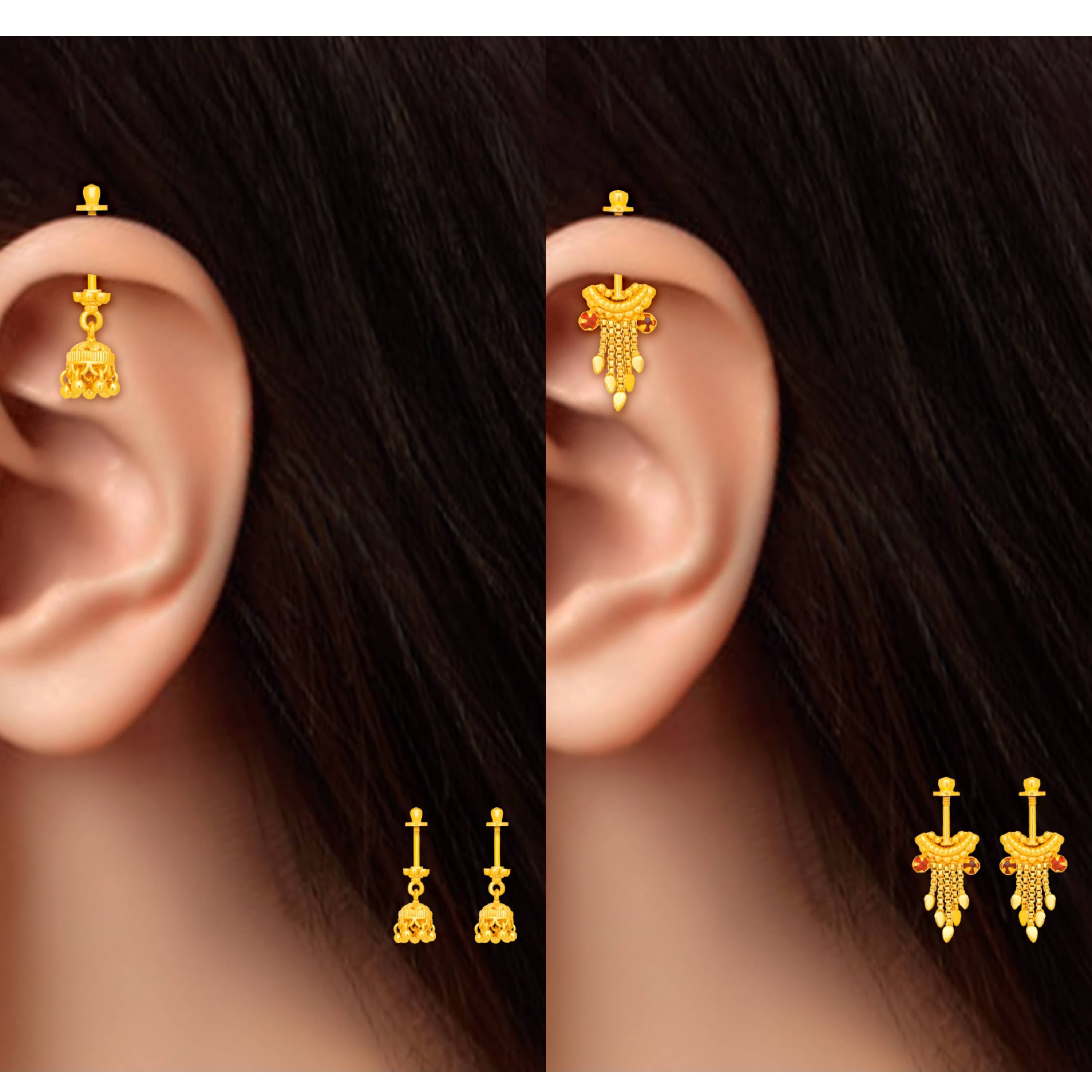     			Drashti Collection Golden EarCuff Earrings ( Pack of 2 )