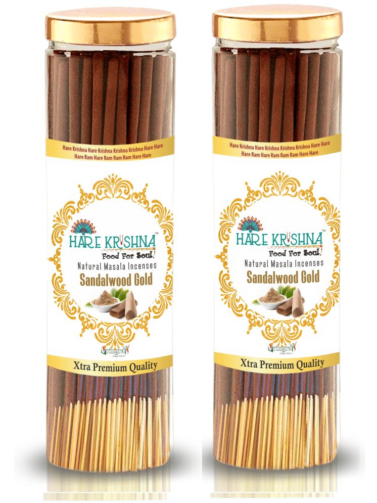     			Hare Krishna Incense Dhoop Sticks Chandan 200 gm ( Pack of 2 )