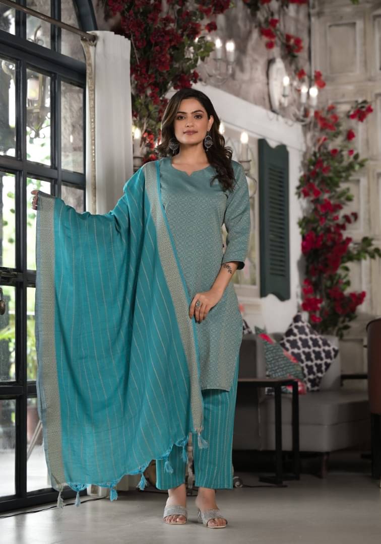 Juniper Cotton Printed Kurti With Pants Women's Stitched Salwar Suit - Blue ( Pack of 1 ) Juniper Cotton Printed Kurti With Pants Women's Stitched Salwar Suit - Blue ( Pack of 1 )