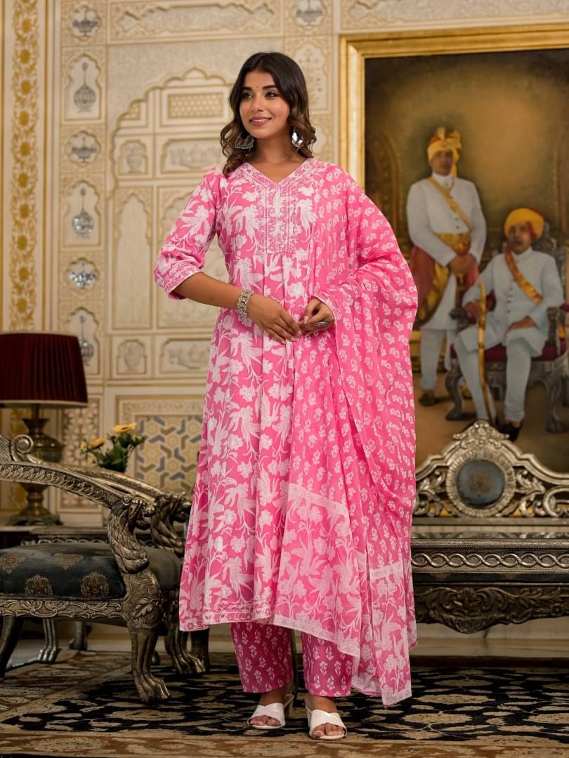 Juniper Rayon Printed Kurti With Pants Women's Stitched Salwar Suit - Pink ( Pack of 1 ) Juniper Rayon Printed Kurti With Pants Women's Stitched Salwar Suit - Pink ( Pack of 1 )