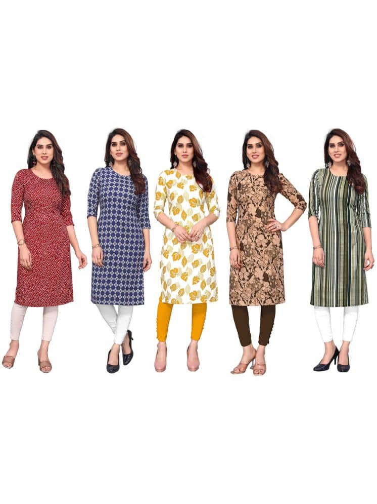 KETAKI FASHION Crepe Printed Straight Women's Kurti - Multicolor6 ( Pack of 5 ) - Kurtis, Tunics | Buy online on ZillyBuy