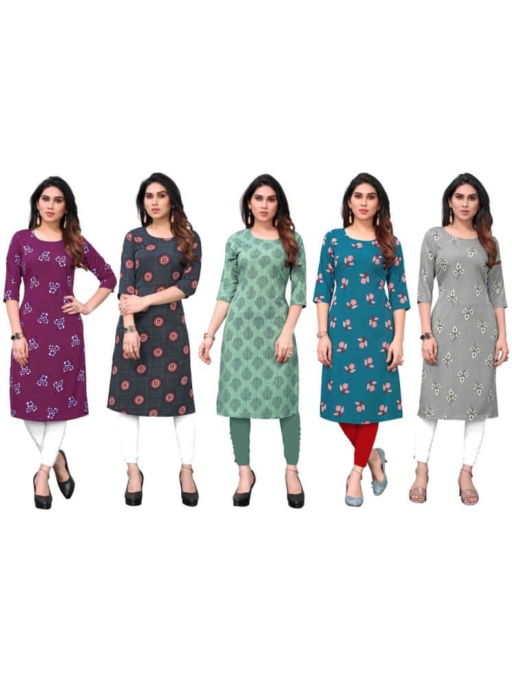 KETAKI FASHION Crepe Printed Straight Women's Kurti - Multicolor5 ( Pack of 5 ) - Kurtis, Tunics | Buy online on ZillyBuy