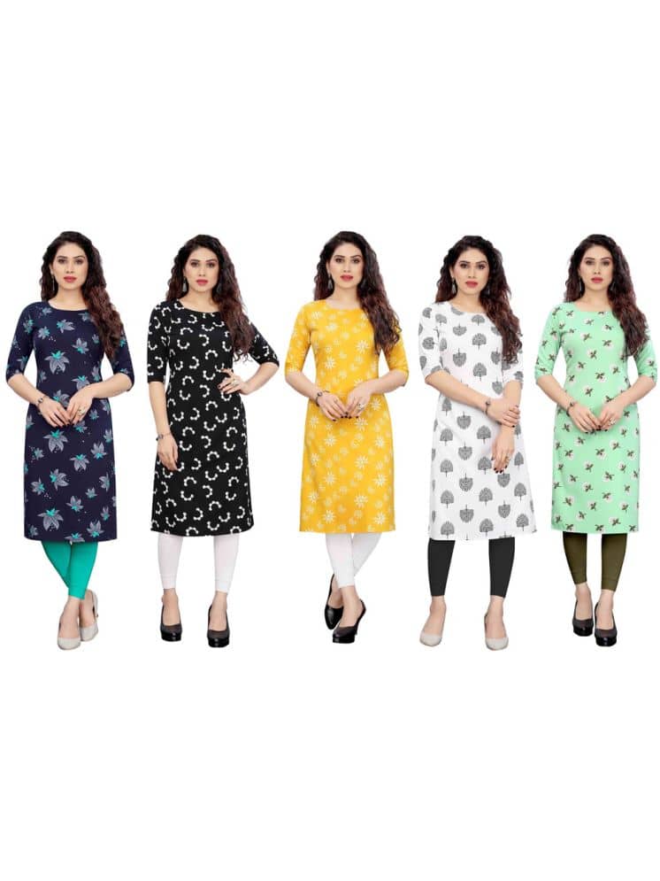 KETAKI FASHION Crepe Printed Straight Women's Kurti - Multicolor4 ( Pack of 5 ) - Kurtis, Tunics | Buy online on ZillyBuy