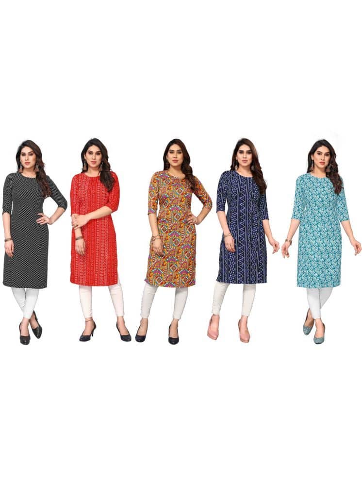 KETAKI FASHION Crepe Printed Straight Women's Kurti - Multicolor4 ( Pack of 5 ) - Kurtis, Tunics | Buy online on ZillyBuy