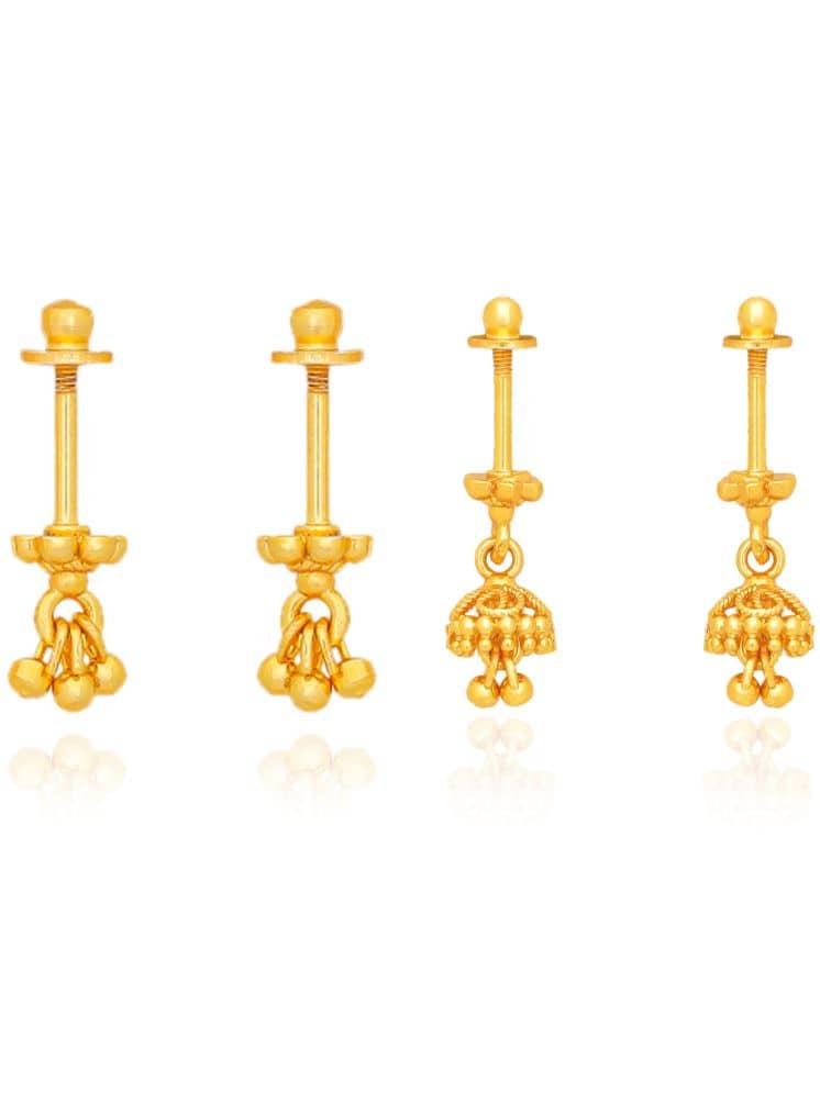 LUV FASHION Gold Danglers Earrings ( Pack of 2 ) - Earrings | Buy online on ZillyBuy