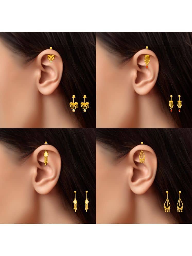 LUV FASHION Gold EarCuff Earrings ( Pack of 4 ) - Earrings | Buy online on ZillyBuy