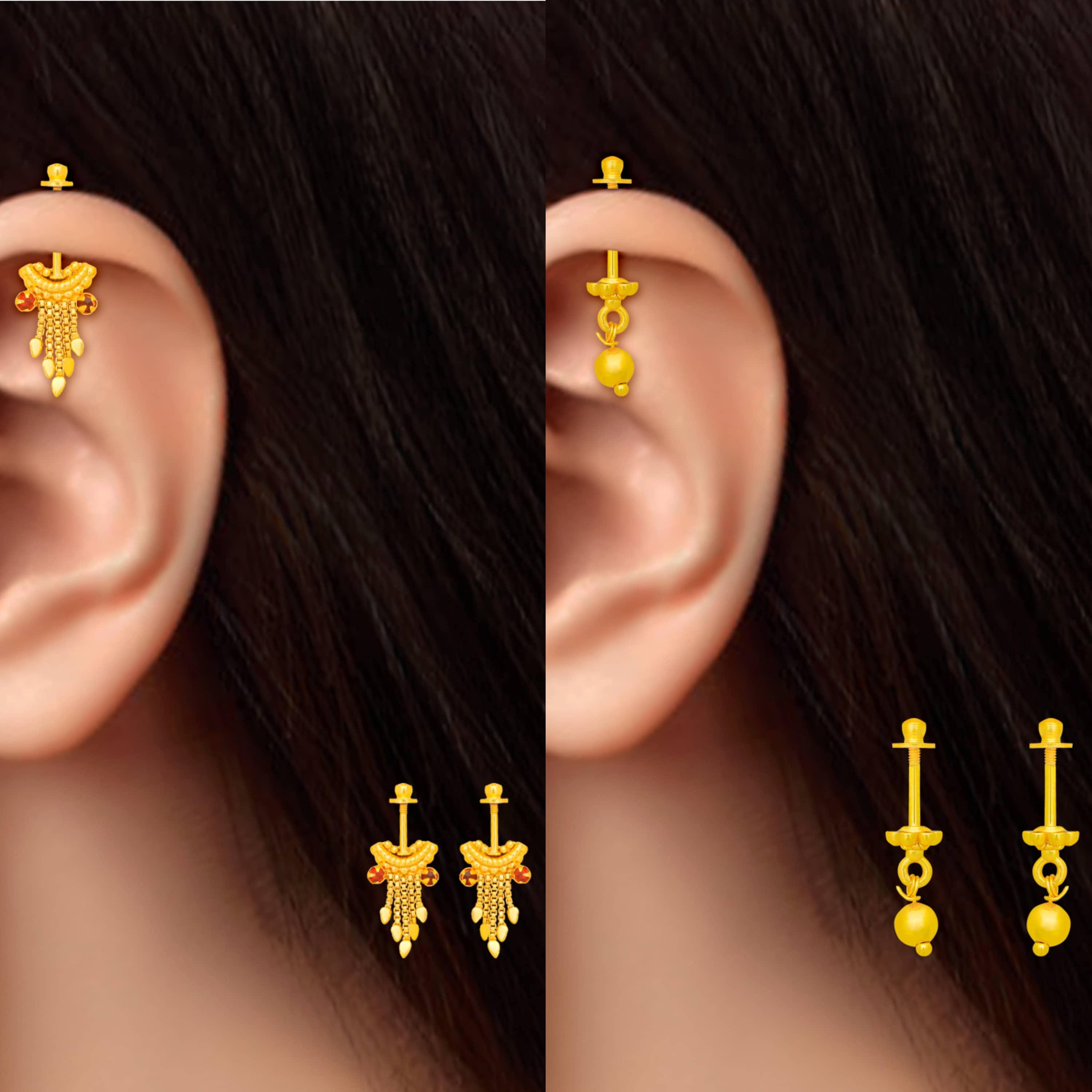 LUV FASHION Gold EarCuff Earrings ( Pack of 2 ) - Earrings | Buy online on ZillyBuy