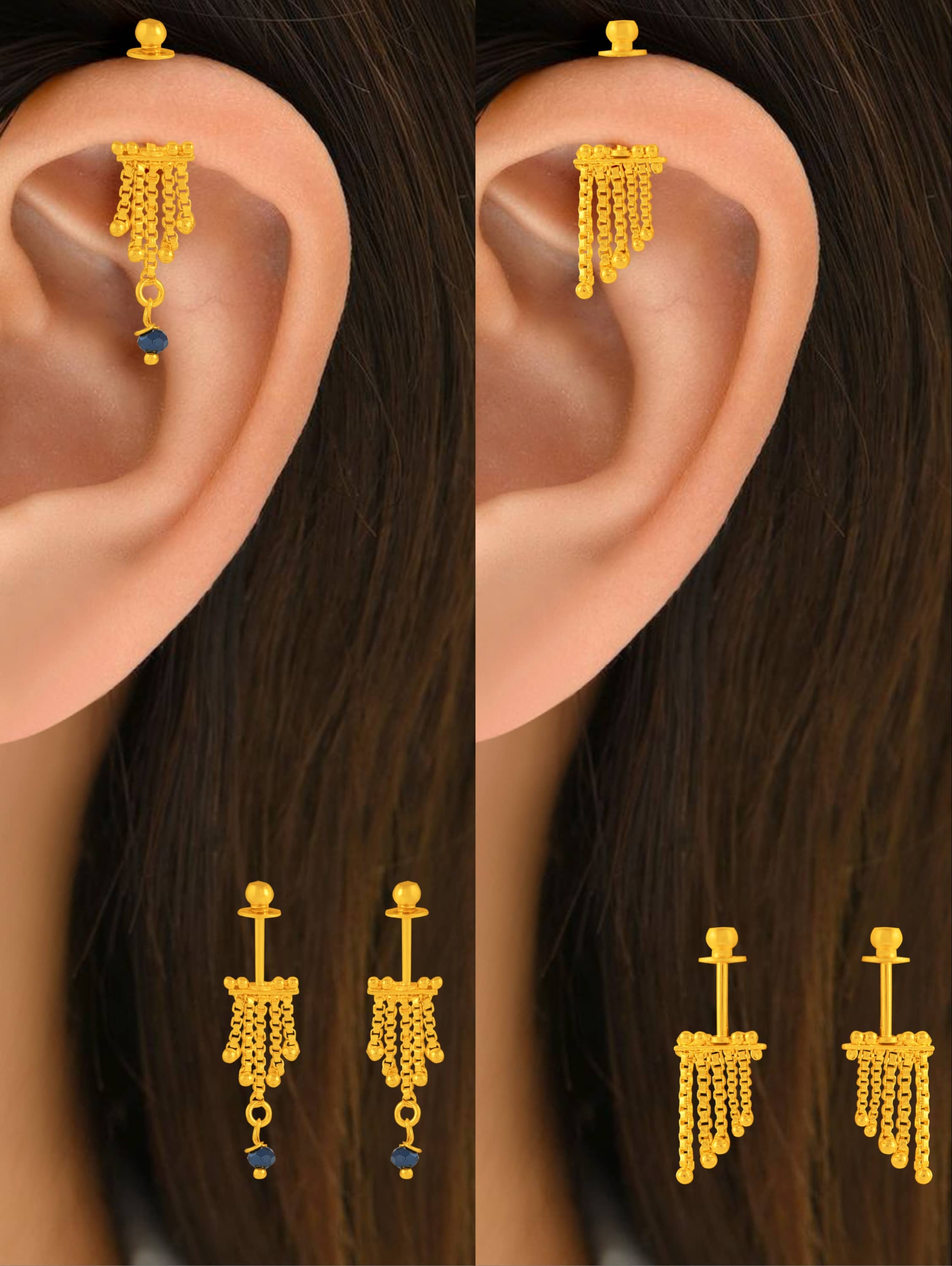 LUV FASHION Gold EarCuff Earrings ( Pack of 2 ) - Earrings | Buy online on ZillyBuy