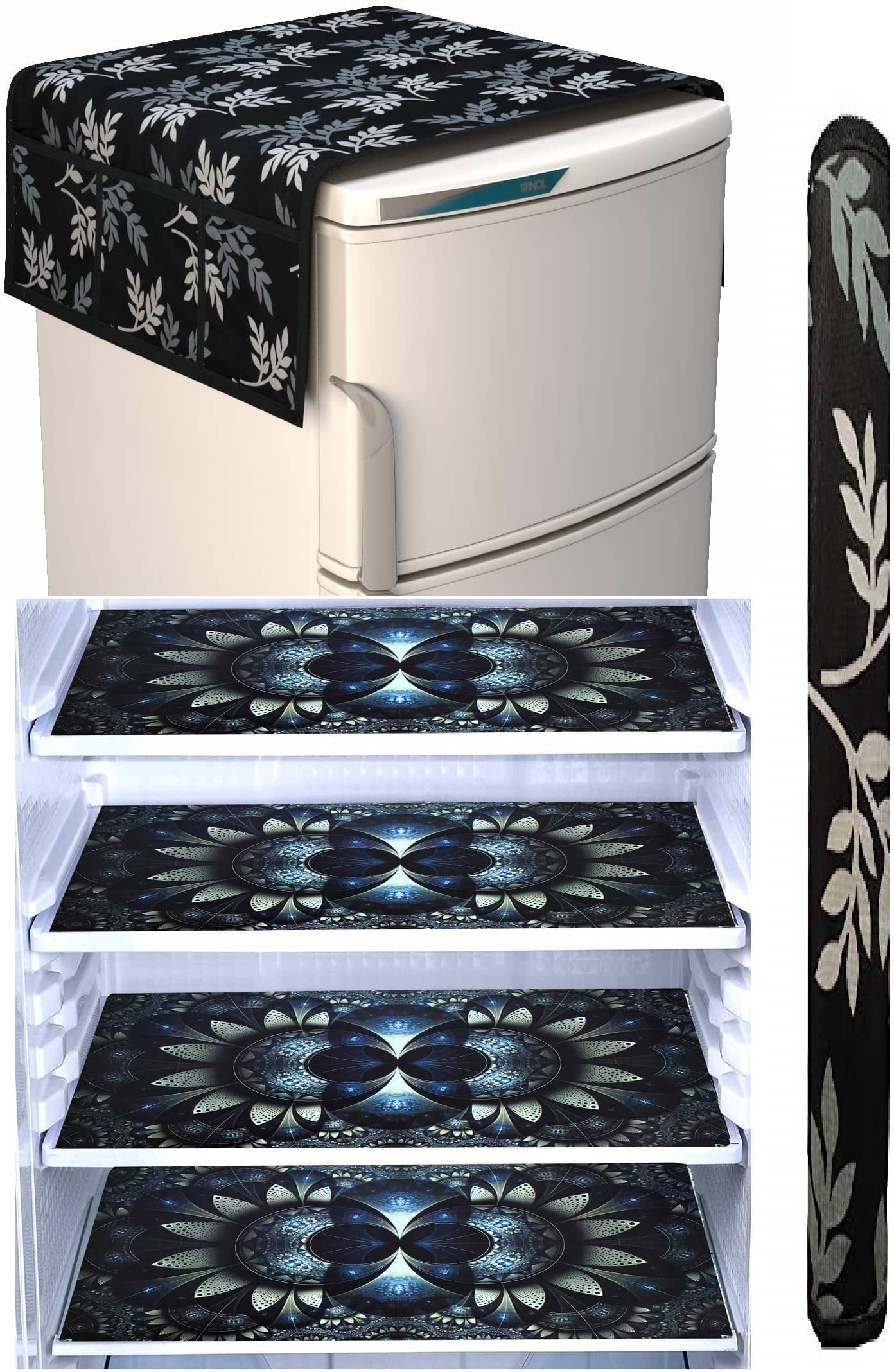 Laphino Polyester Floral Top Cover ( 97 55 ) Pack of 5 - Black