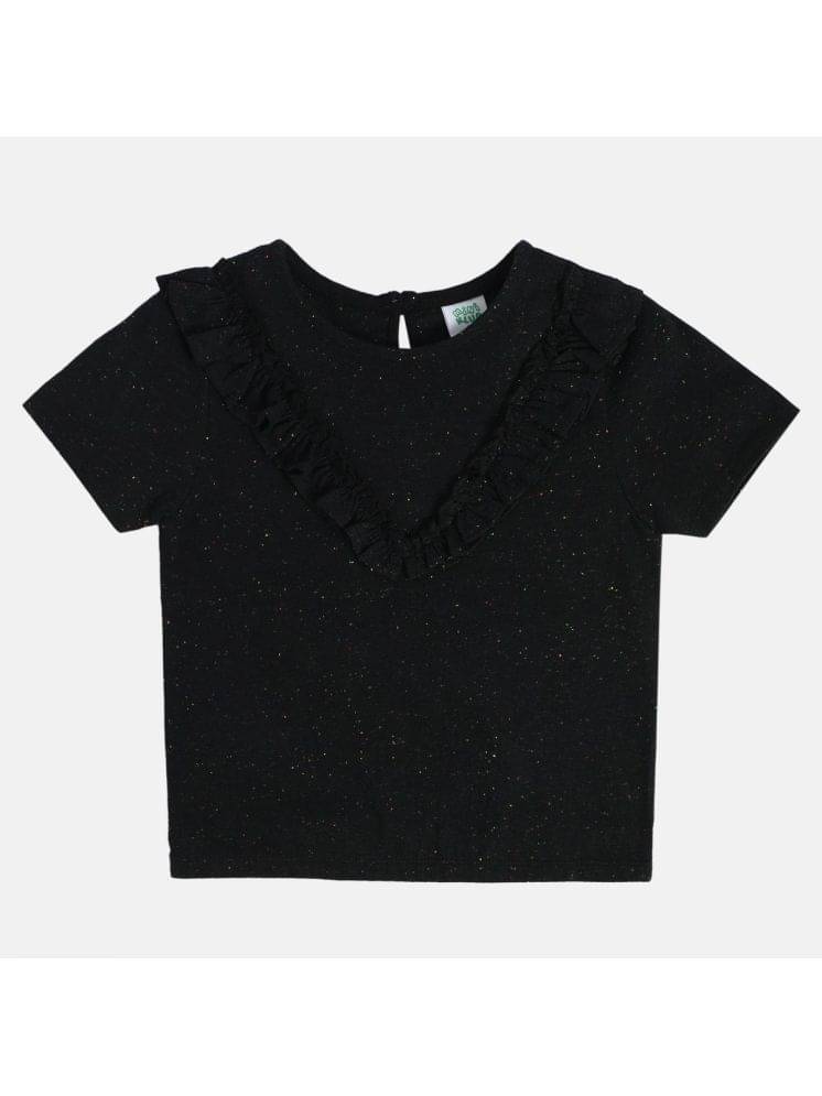    			MINI KLUB Pack of 1 Girls Cotton Top ( Black )