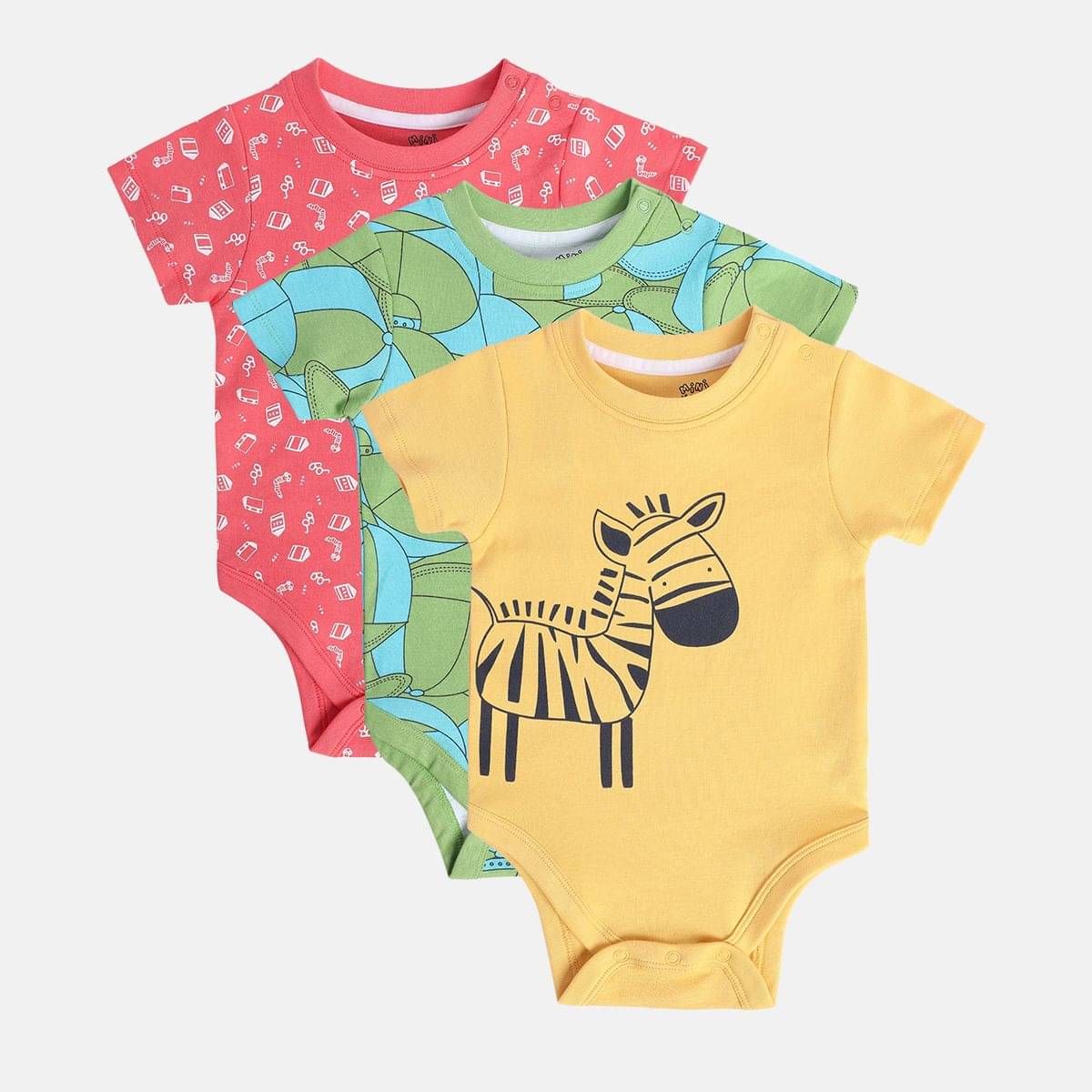     			MINI KLUB Pack of 3 Baby Boys Cotton Bodysuit ( Multi Color )