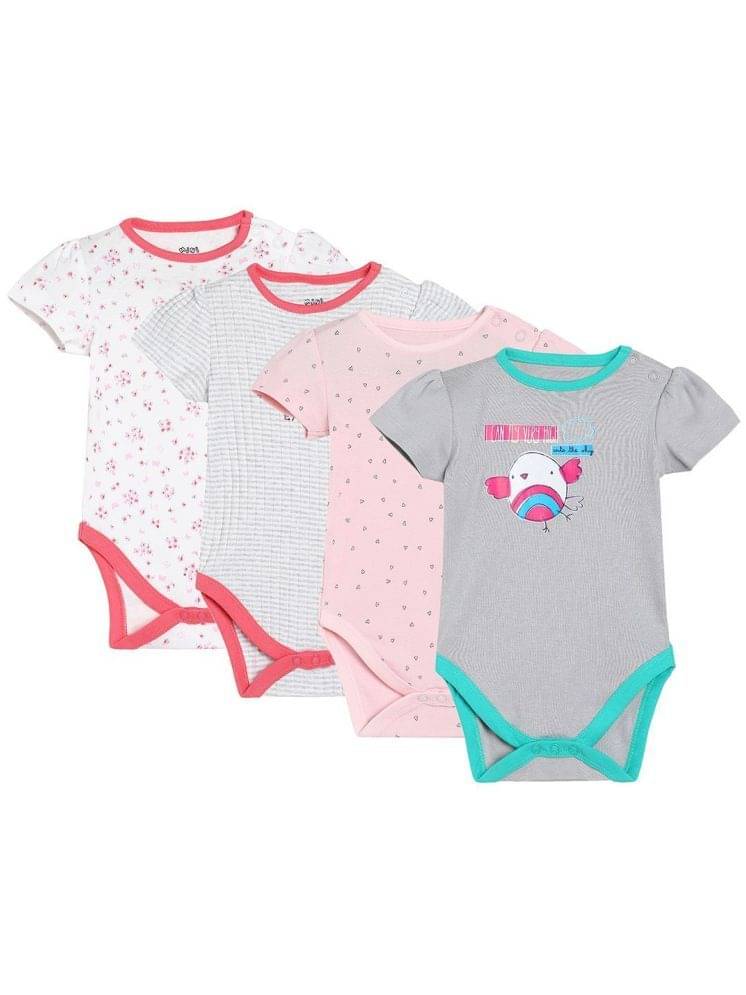    			MINI KLUB Pack of 4 Baby Girls Cotton Bodysuit ( Multi Color )
