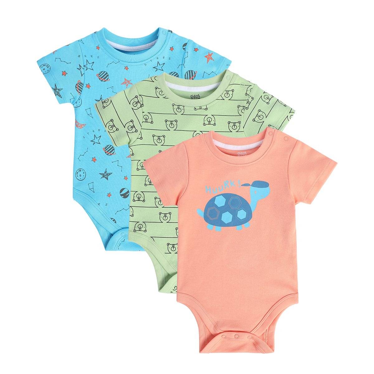 MINI KLUB Pack of 3 Baby Boys Cotton Bodysuit ( Multi Color )     			MINI KLUB Pack of 3 Baby Boys Cotton Bodysuit ( Multi Color )
