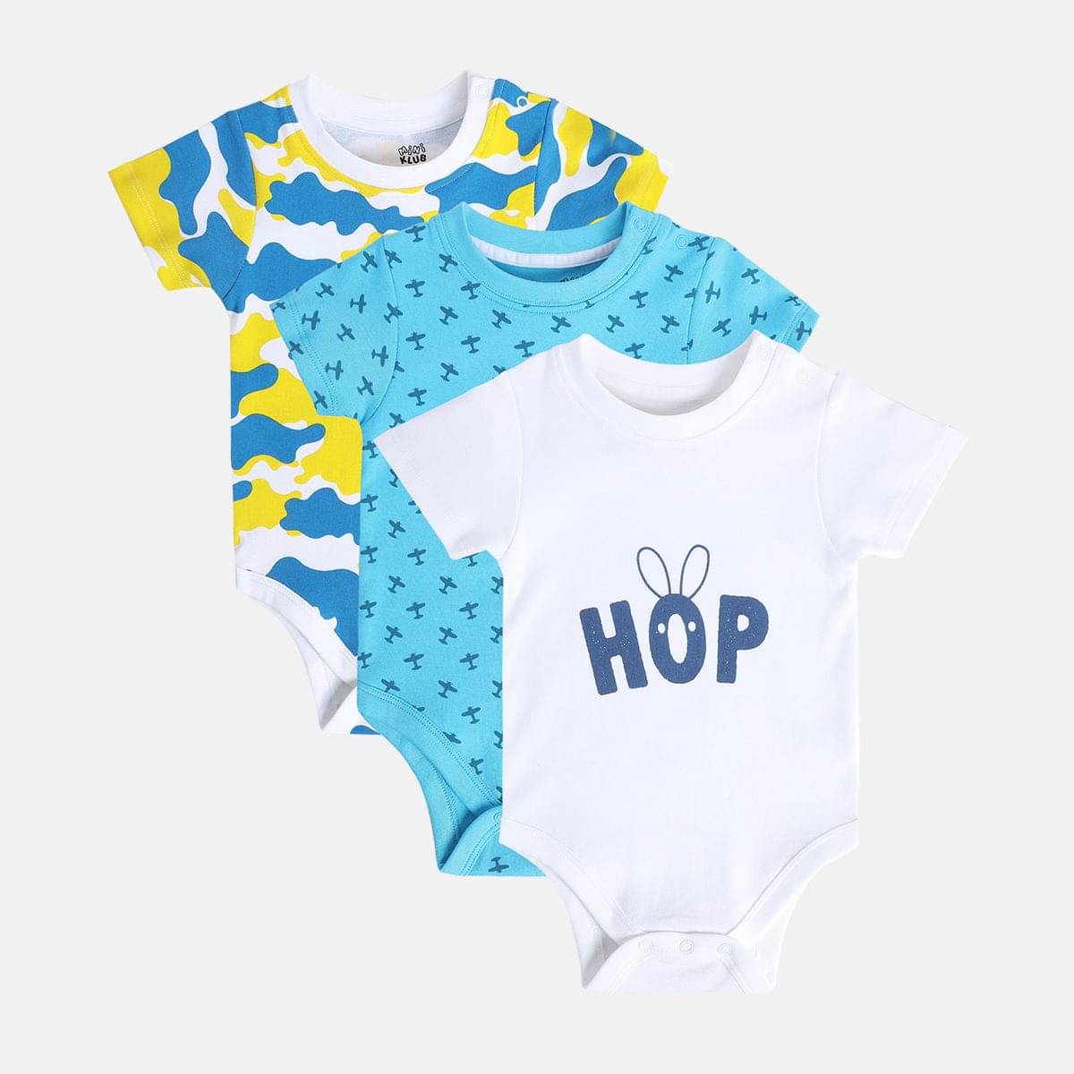     			MINI KLUB Pack of 3 Baby Boys Cotton Bodysuit ( Multi Color )