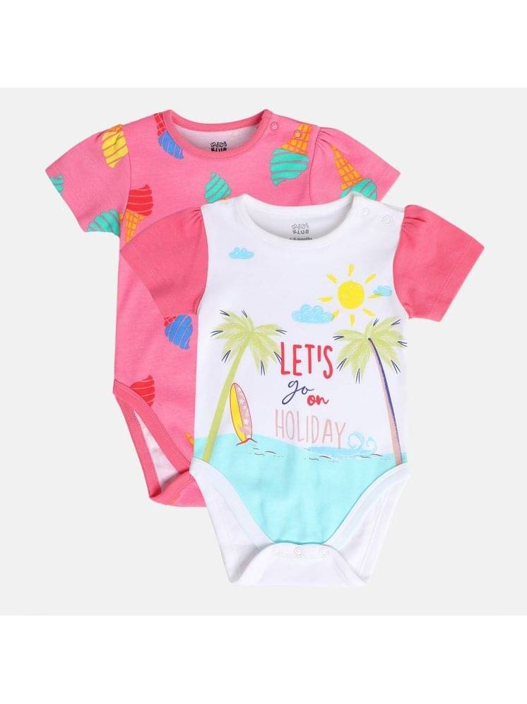 MINI KLUB Pack of 2 Baby Girls Cotton Bodysuit ( Multi Color )     			MINI KLUB Pack of 2 Baby Girls Cotton Bodysuit ( Multi Color )