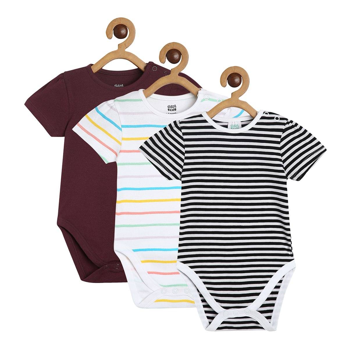 MINI KLUB Pack of 3 Baby Girls Cotton Bodysuit ( Multi Color ) MINI KLUB Pack of 3 Baby Girls Cotton Bodysuit ( Multi Color )