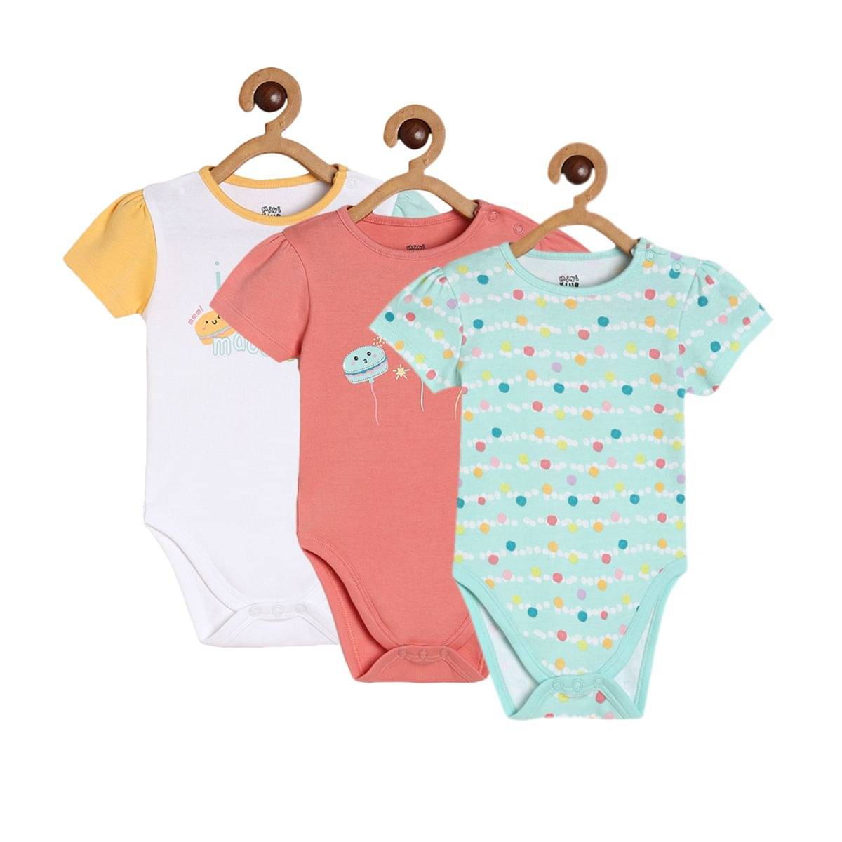     			MINI KLUB Pack of 3 Baby Girls Cotton Bodysuit ( Multi Color )