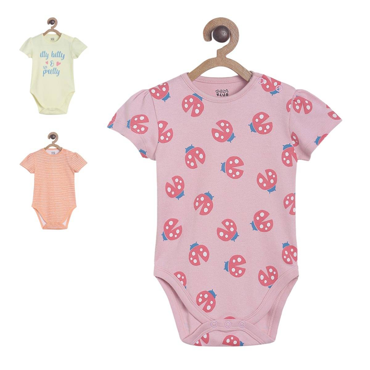     			MINI KLUB Pack of 3 Baby Girls Cotton Bodysuit ( Multi Color )