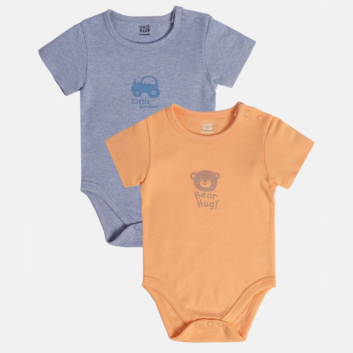MINI KLUB Pack of 2 Baby Boys Cotton Bodysuit ( Multi Color ) MINI KLUB Pack of 2 Baby Boys Cotton Bodysuit ( Multi Color )