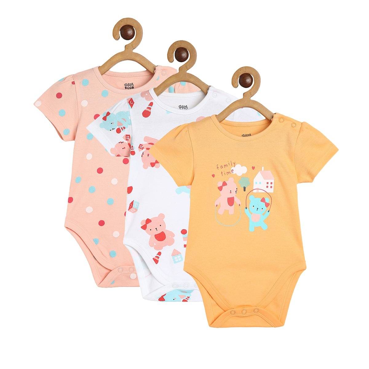 MINI KLUB Pack of 3 Baby Girls Cotton Bodysuit ( Multi Color ) MINI KLUB Pack of 3 Baby Girls Cotton Bodysuit ( Multi Color )