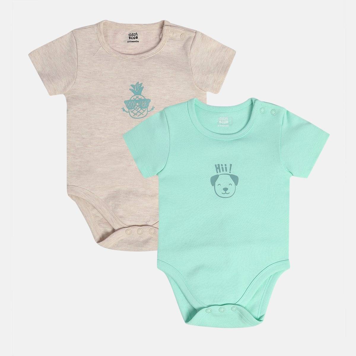 MINI KLUB Pack of 2 Baby Boys Cotton Bodysuit ( Multi Color ) MINI KLUB Pack of 2 Baby Boys Cotton Bodysuit ( Multi Color )