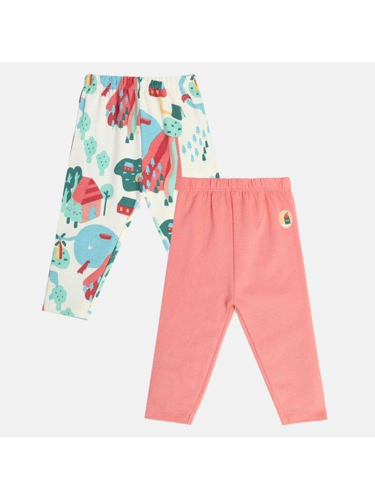     			MINI KLUB Pack of 2 Baby Girls Cotton Legging ( Multi )