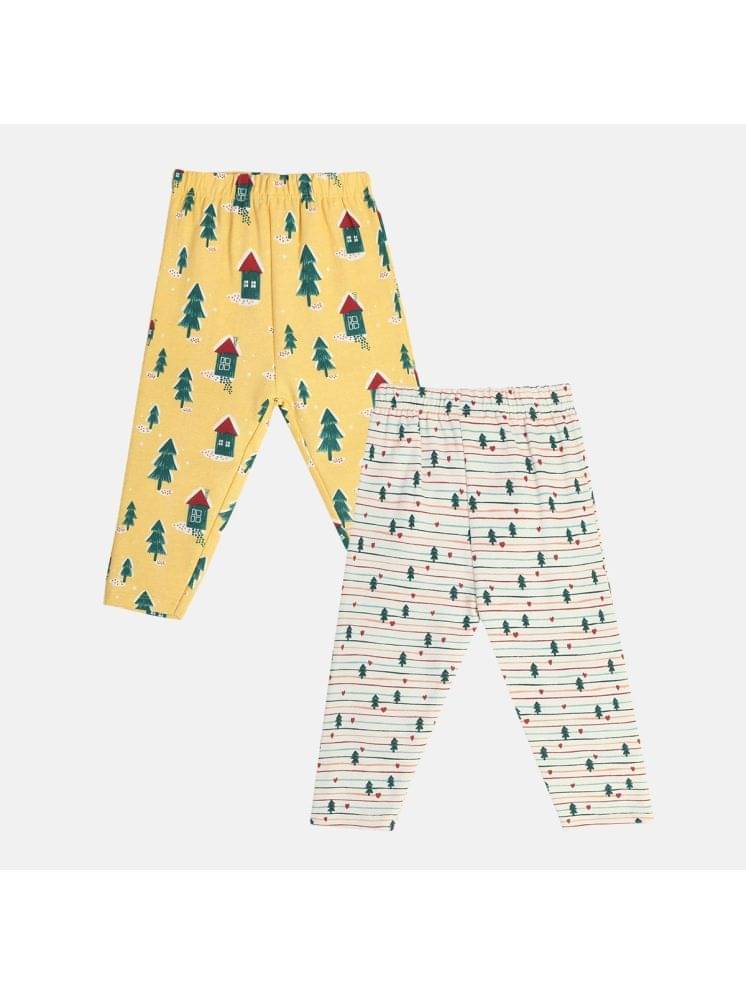     			MINI KLUB Pack of 2 Baby Girls Cotton Legging ( Multi )