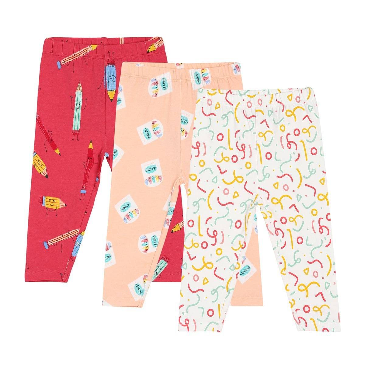     			MINI KLUB Pack of 3 Baby Girls Cotton Legging ( Multi )