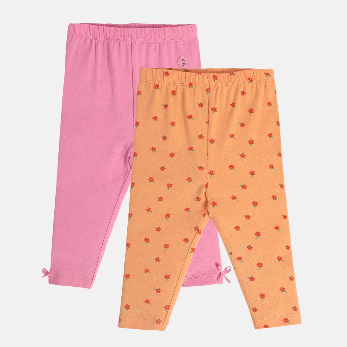     			MINI KLUB Pack of 2 Baby Girls Cotton Legging ( Multi )