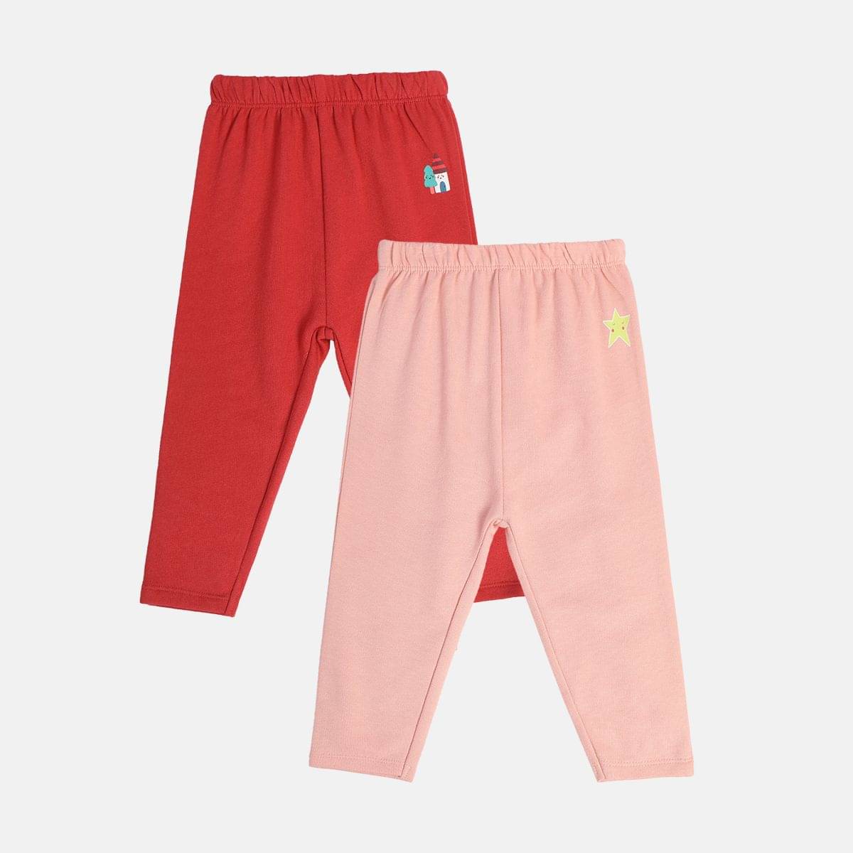     			MINI KLUB Pack of 2 Baby Girls Cotton Legging ( Multi )