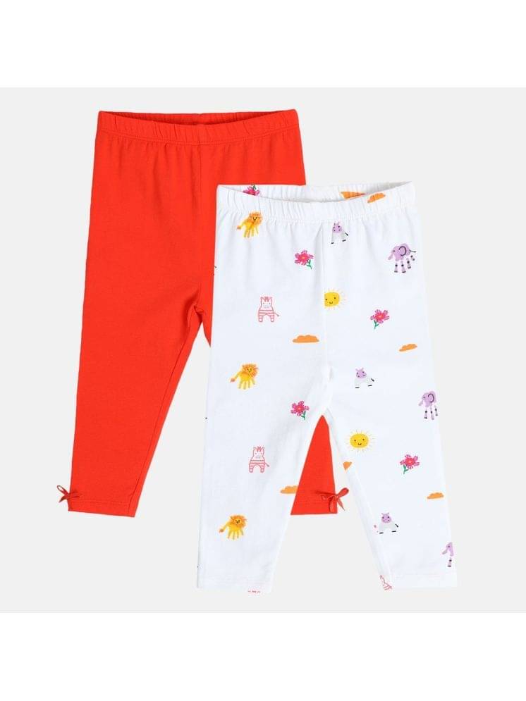     			MINI KLUB Pack of 2 Baby Girls Cotton Legging ( Multi )