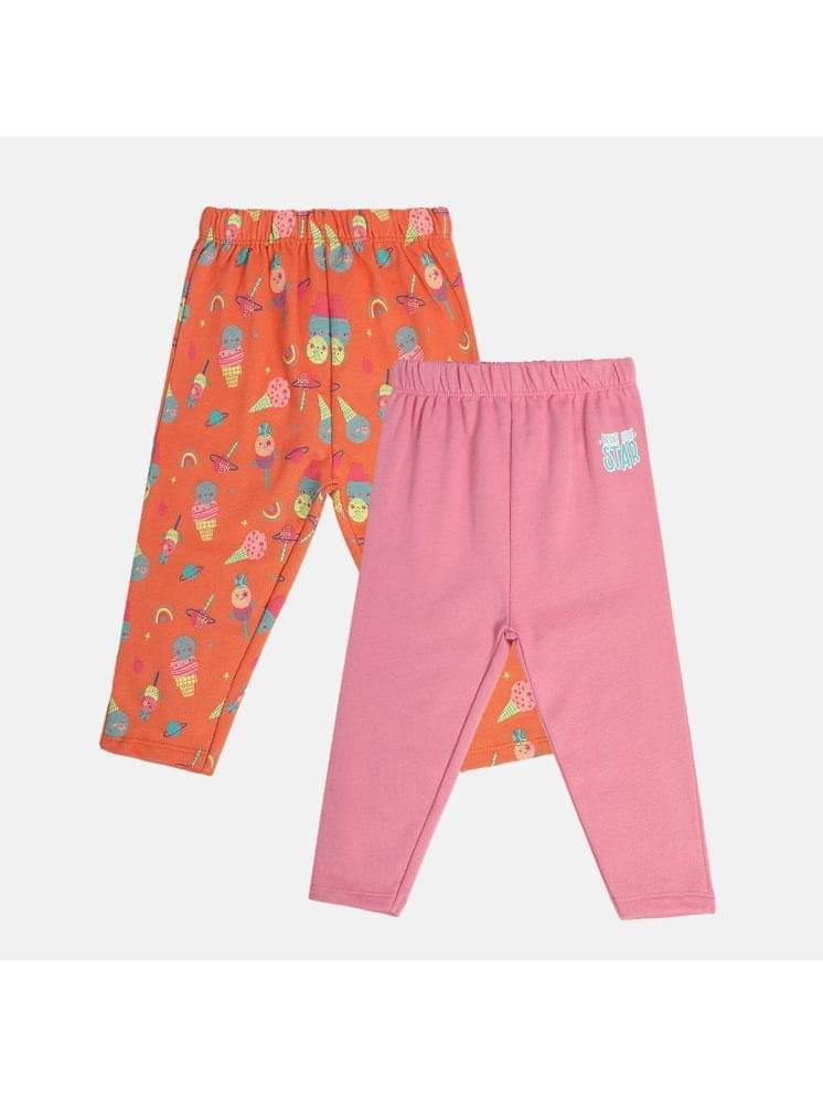     			MINI KLUB Pack of 2 Baby Girls Cotton Legging ( Multi )