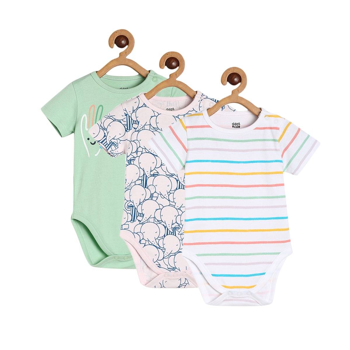     			MINI KLUB Pack of 3 Baby Boys Cotton Bodysuit ( Orange )