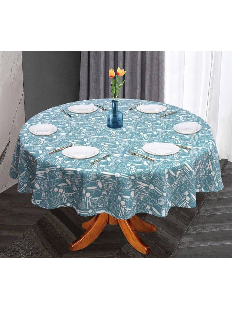     			Oasis Hometex Printed Cotton 6 Seater Round Table Cover ( 152 x 152 ) cm Pack of 1 Blue