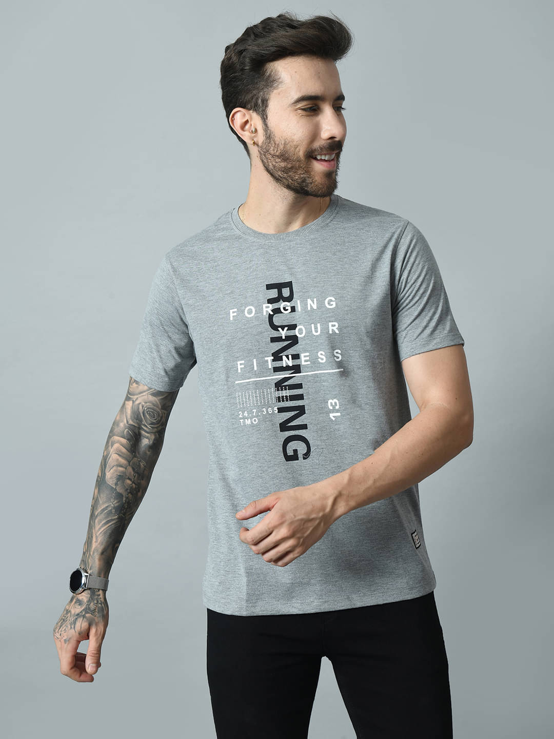     			STARFOX Pack of 1 Cotton Blend Regular Fit Men's T-Shirt ( Grey )
