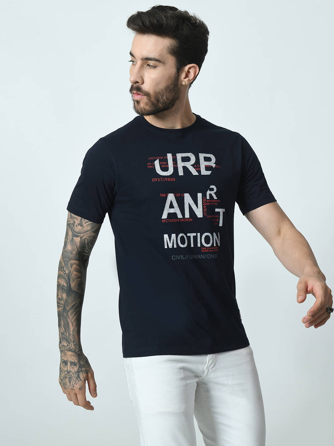     			STARFOX Pack of 1 Cotton Blend Regular Fit Men's T-Shirt ( Navy )