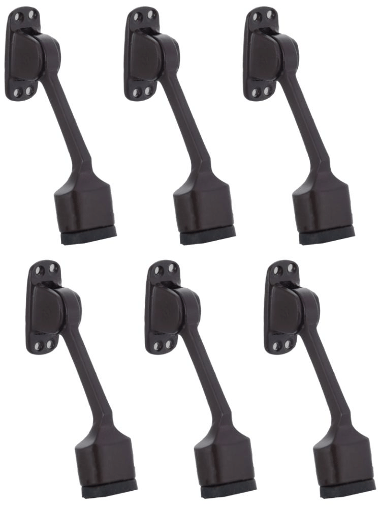     			Sun Shield Kick Down Door Stopper 5 Inch Brown Finish with screws Set of 6 Pcs