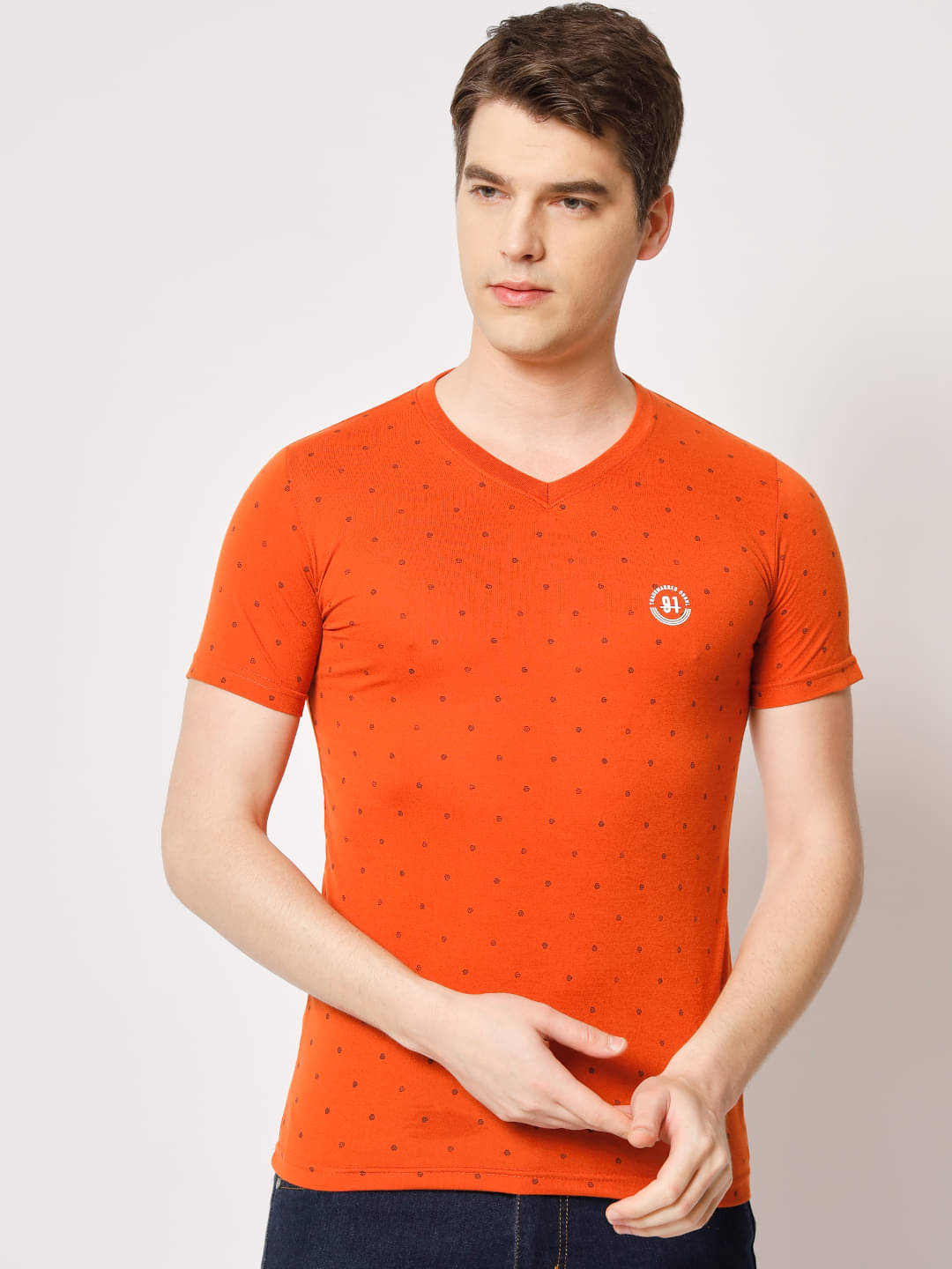     			TAB91 Pack of 1 Cotton Blend Regular Fit Men's T-Shirt ( Rust )