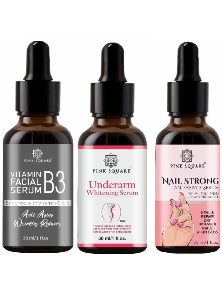 Vitamin B3 Face Serum, Underarm Whitening Serum & Nail Strong and Repair Serum (Each,30ml) Combo of 3 Vitamin B3 Face Serum, Underarm Whitening Serum & Nail Strong and Repair Serum (Each,30ml) Combo of 3