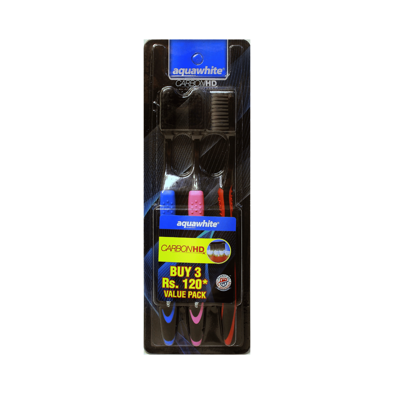 aquawhite Carbon HD Pack of 3 Toothbrush Pack of 3