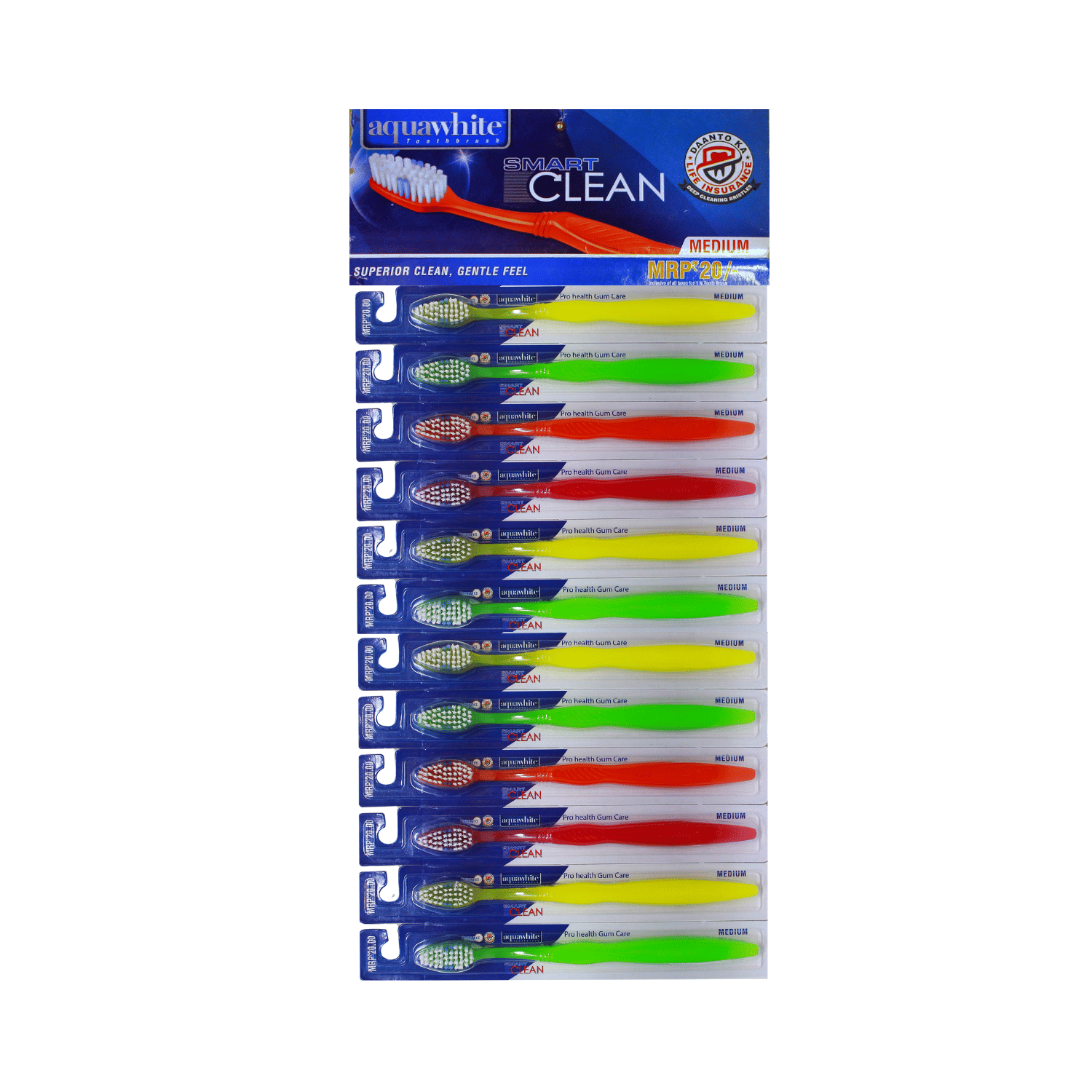 aquawhite Smart Clean Bristles Pack of 12 Toothbrush