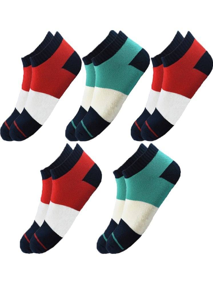 hicode Blended Men's Colorblock Multicolor Ankle Length Socks ( Pack of 5 ) hicode Blended Men's Colorblock Multicolor Ankle Length Socks ( Pack of 5 )