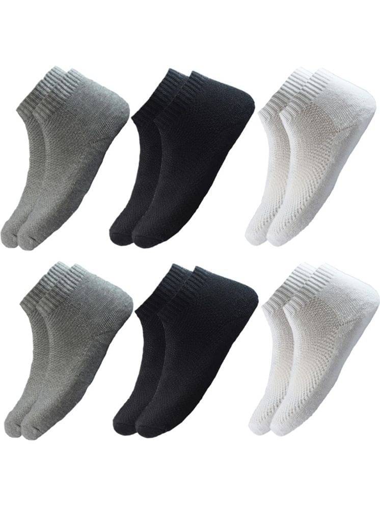     			hicode Blended Men's Solid Multicolor Ankle Length Socks ( Pack of 6 )
