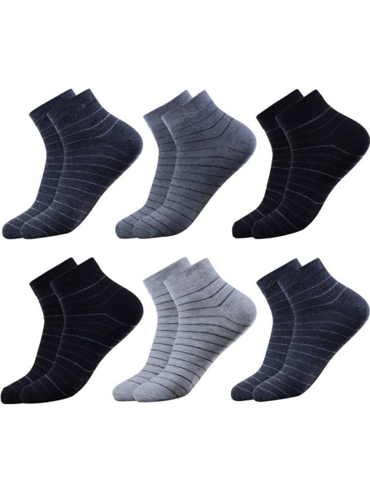 hicode Blended Men's Striped Multicolor Ankle Length Socks ( Pack of 6 ) hicode Blended Men's Striped Multicolor Ankle Length Socks ( Pack of 6 )